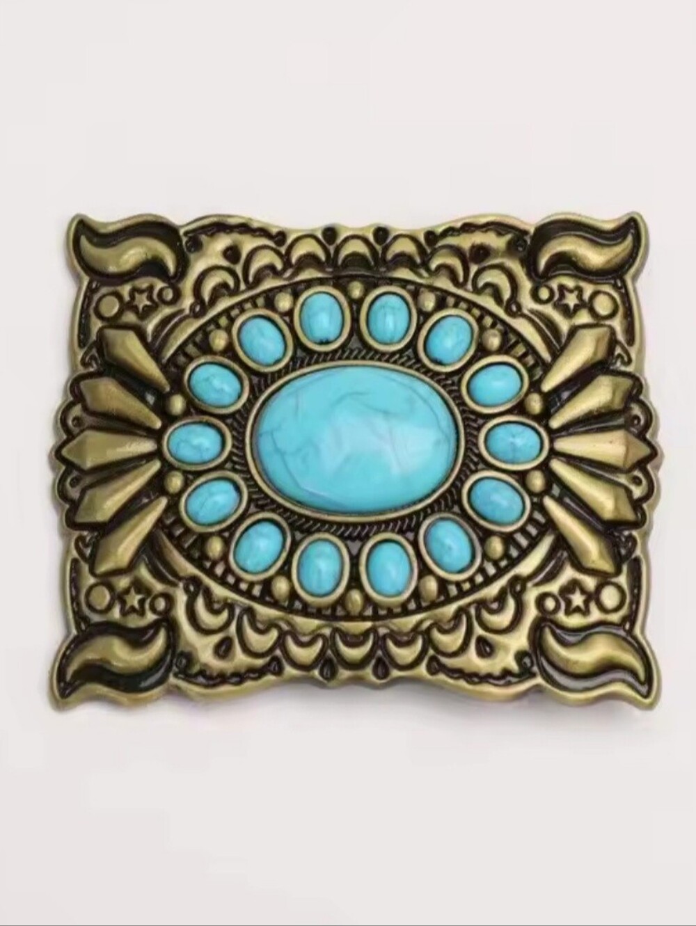 Western Turqouise Color belt buckle Choose Aged Silver Or Gold Color